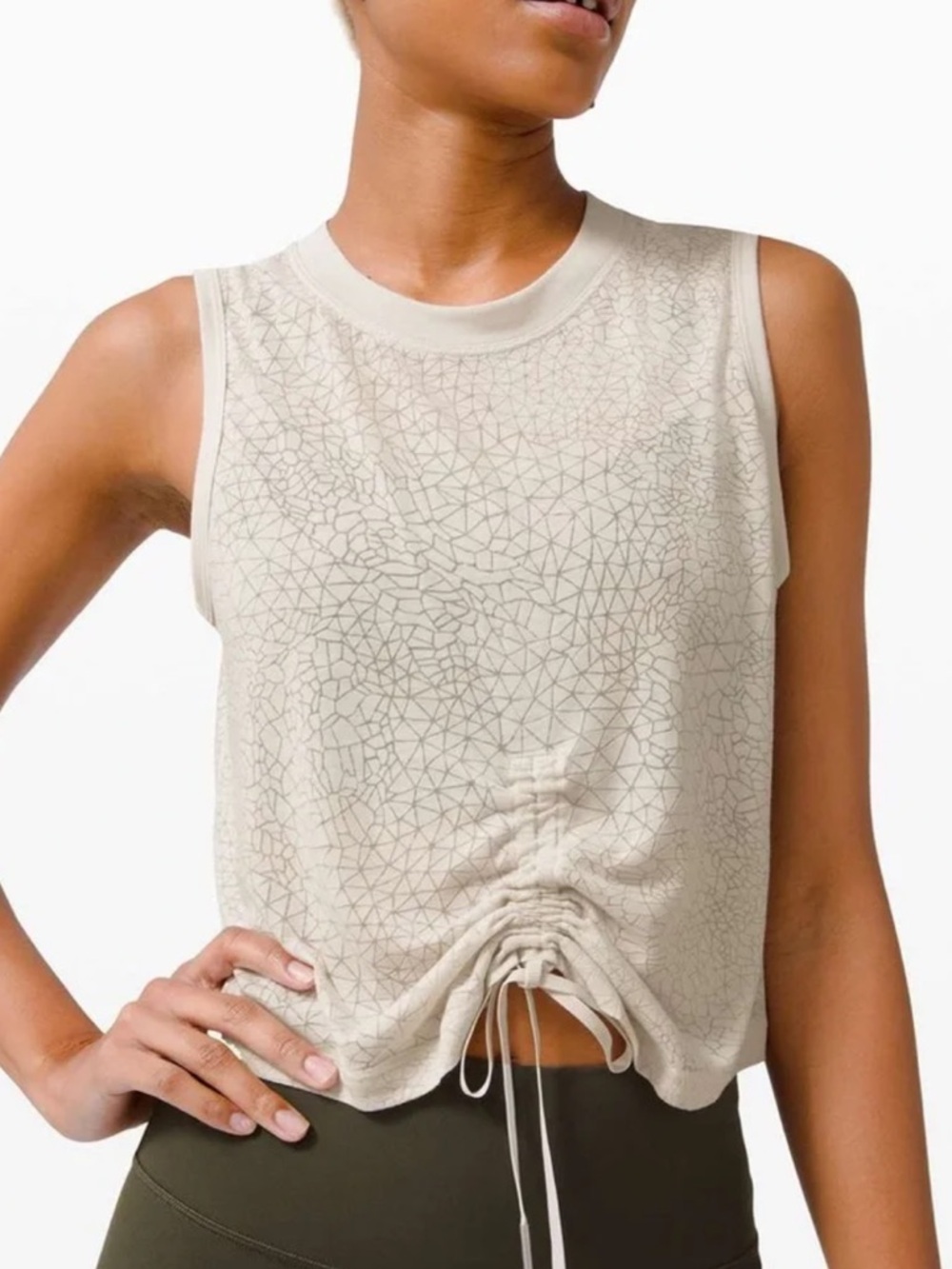 lululemon athletica Cream Ruched Front Tank
